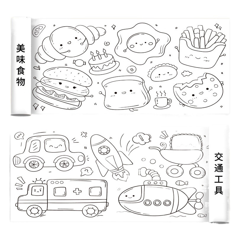 Picture of Children's Graffiti Scroll Painting Large Roll Paper Baby Coloring Canvas Coloring Picture Book Coloring Painting Paper
