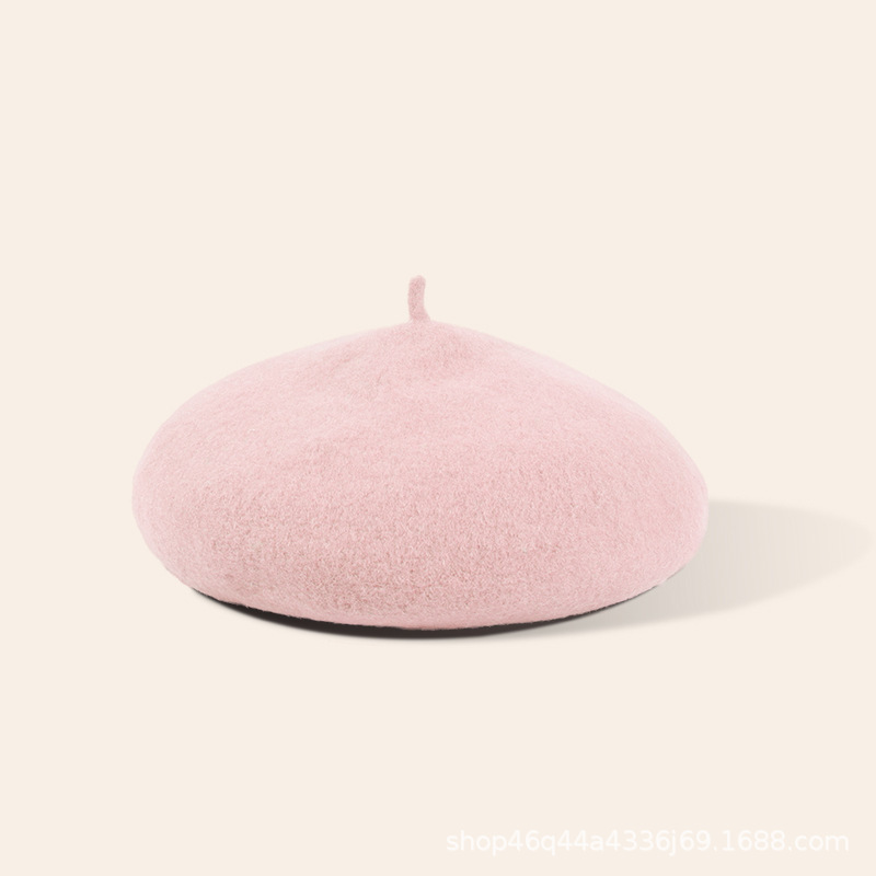 Picture of New Year Autumn and Winter Red Woolen Beret Fashionable Warm Girls Painter Hat Children's Parent-Child Winter Hat Women