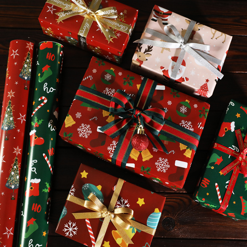Christmas Wrapping Paper Birthday Gift Bag Shoe Box DIY Decorative Cartoon Ins Style Gift Pile Handmade Paper for Children