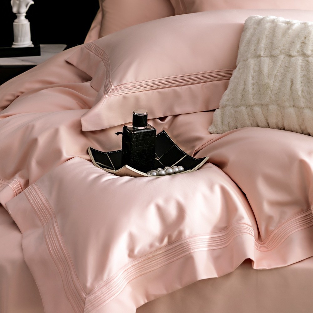 Picture of Class A 140 Xinjiang long staple cotton four-piece cotton bed sheet quilt cover simple embroidery light luxury four seasons