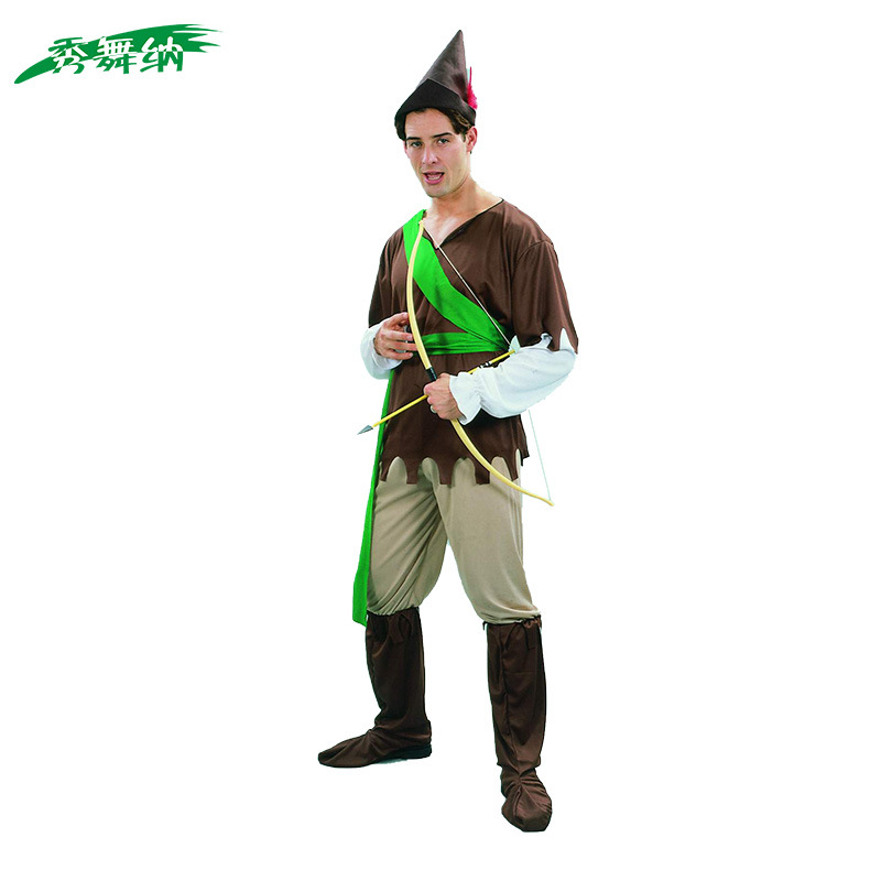 Adult Male Robin Hood Costume Halloween cosplay Masquerade cosplay Hunter Costume Performance Clothes