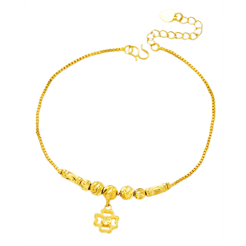 Picture of Vietnam Sand Gold Fashion Anklet Brass Plated 24k Gold Bell Double-Layer Turn & Bead Foot Ornaments Women's Foreign Trade Euro Gold