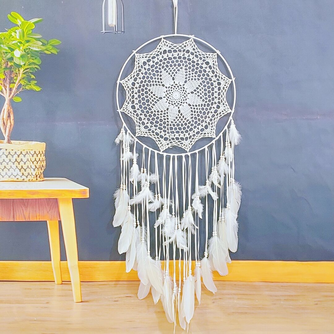 Nordic style feather wind chime dream catcher creative crochet pendant home pendant porch wedding background decoration props