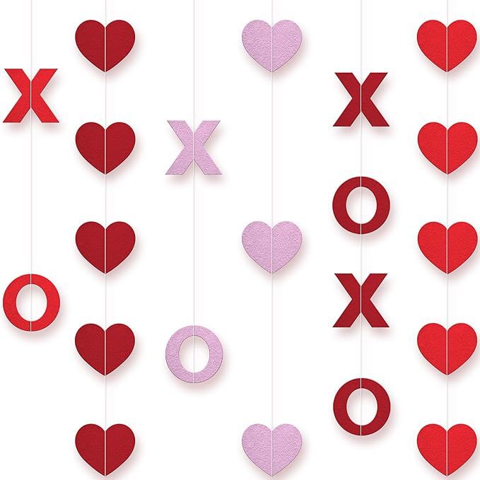 Valentine's Day Felt Decorative Heart Garland Banner Home Romantic Xoxo Hugs and Kisses Accessories Wall Decoration
