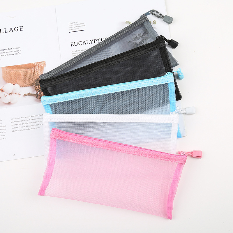 Picture of Mesh Toy Storage Transparent Zipper Bag Nylon Plus Upgrade Encryption Mesh Pencil Bag Student Examination Pencil Bag Makeup Wash
