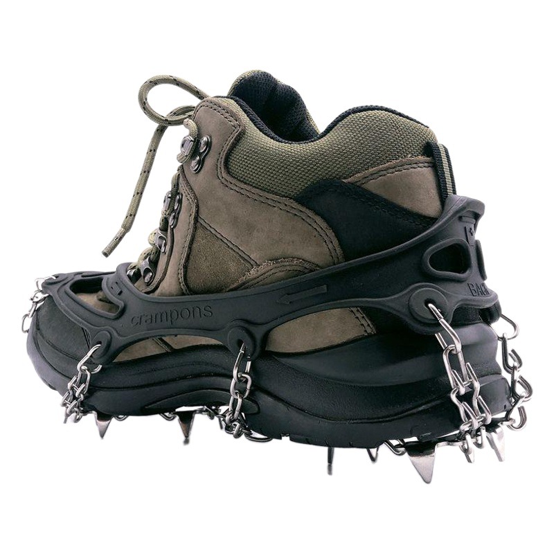 19-Tooth Outdoor Ice and Snow Anti-Slip Shoe Covers 201 Non-Magnetic Stainless Steel Crampons Mountaineering Claws 19-Tooth Crampons