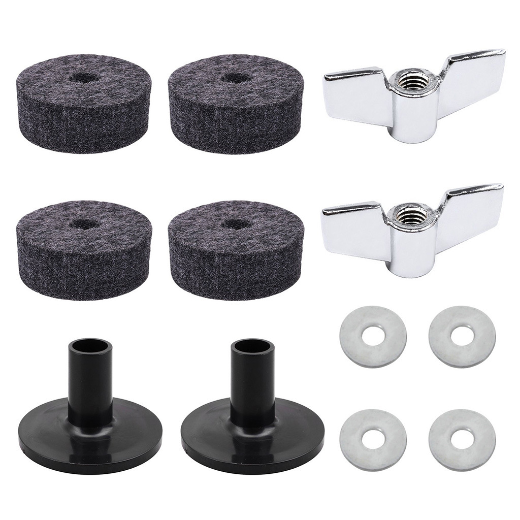 Drum felt pad 12 pieces suit Gray 4 pieces 4cm felt pad 2 sleeves 2 butterfly nuts 4 pieces