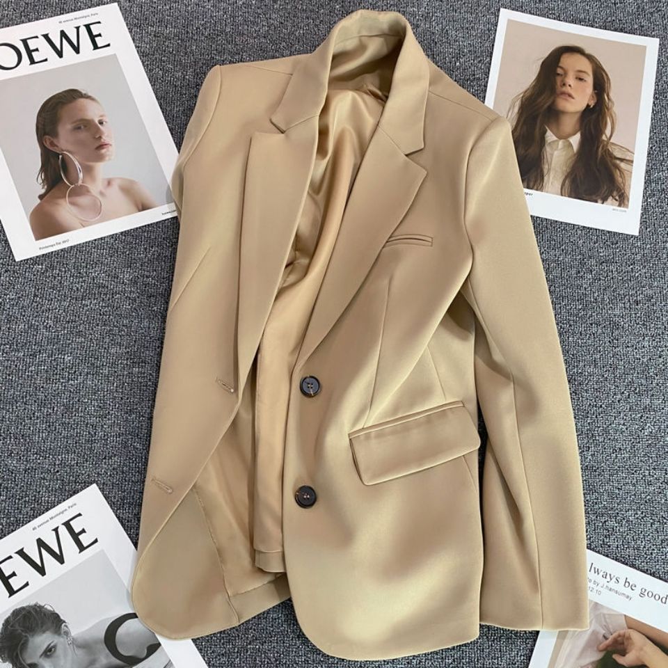 Khaki Suit Jacket Women's New Casual Elegant High-End Street Suit Suit Top