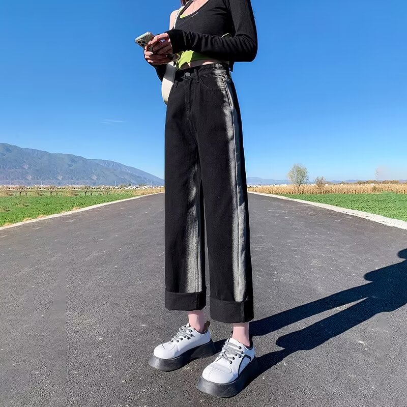 Straight Leg Jeans Women's Autumn High Waist Slimming Small Thin Summer 2024 New Fashion All-match Trousers