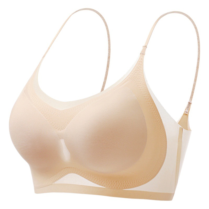 Picture of 2023 Summer Ultra-thin Ice Silk Seamless Underwear Women's Thin Breathable Large Chest Small Sling Sleeping Bra