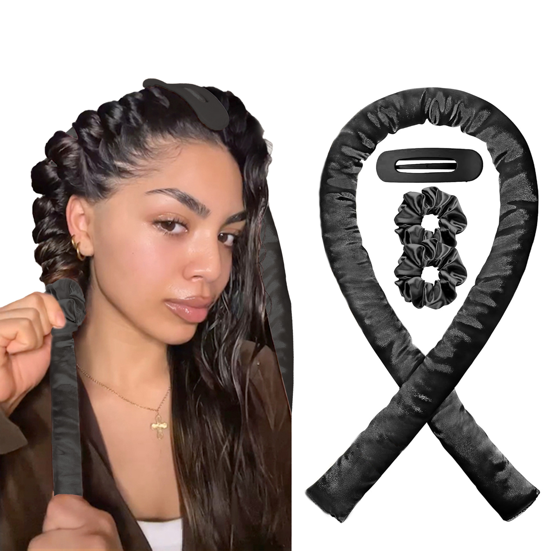 Picture of Cross-border New Style Hair-free Sleep Bow Lazy High-end Soft Hair Coiler Silk Loam Ribbon Curling Stick