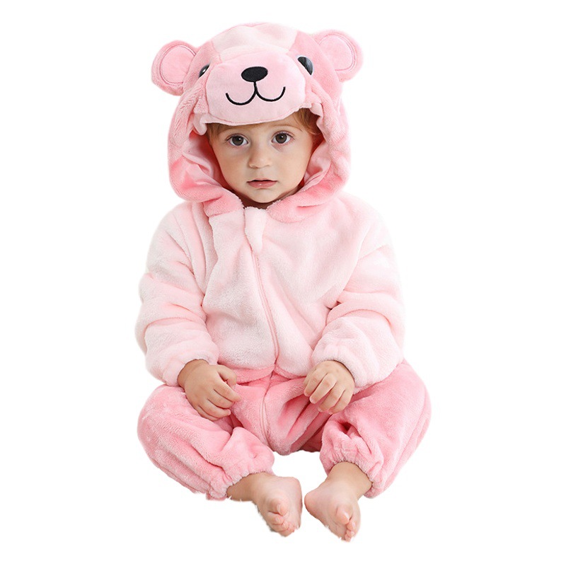 michley Cartoon Sleepwear Children's Autumn and Winter Animal Home Clothes Cross-border Children's Flannel Climbing Clothes