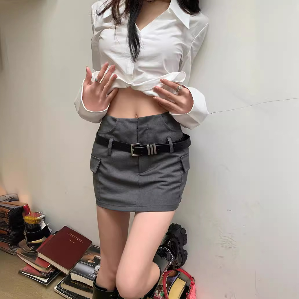 Black Spice Girl Summer Skirt Women's Sexy New A- line Skirt Short Skirt High Waist Slimming Short Hip Skirt