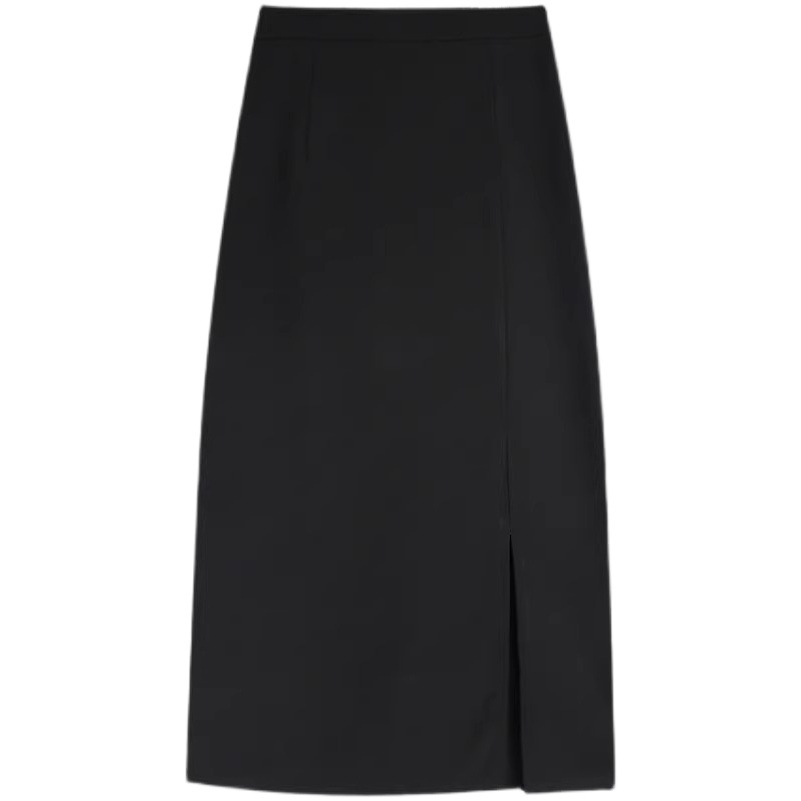 Black New Skirt Design Sense Split Hip Skirt High Waist Slimming Small Light Mature Style Suit One-step Skirt