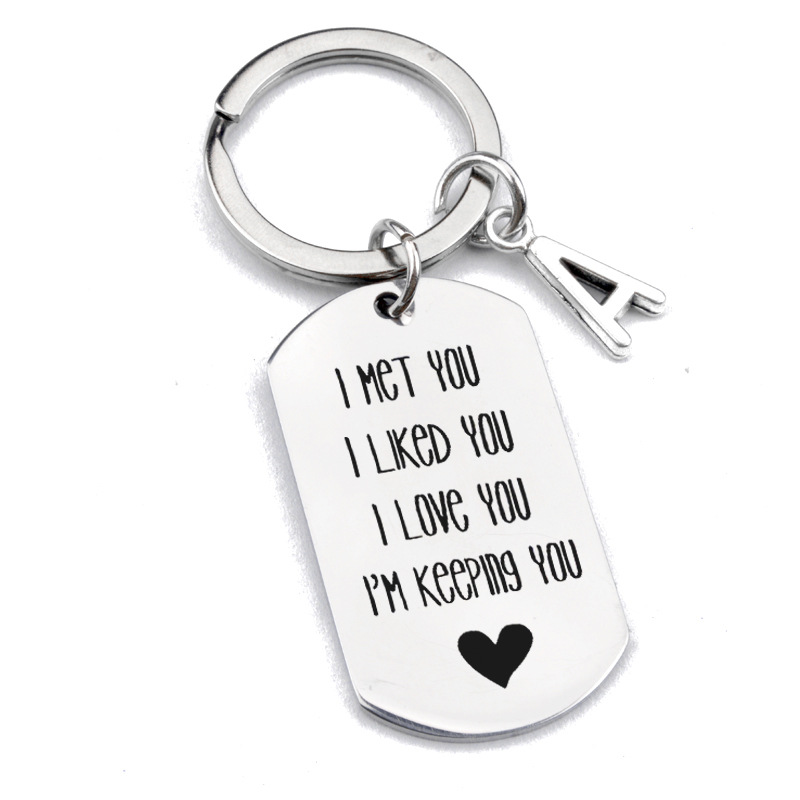 Picture of I Met You I Like You I Love You Couple Friends Stainless Steel Keychain Engraving