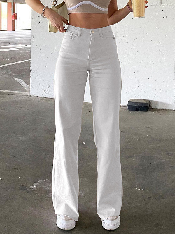 Amazon wish Europe and the United States cross-border foreign trade 2024 autumn new casual high waist straight tube loose Denim trousers women