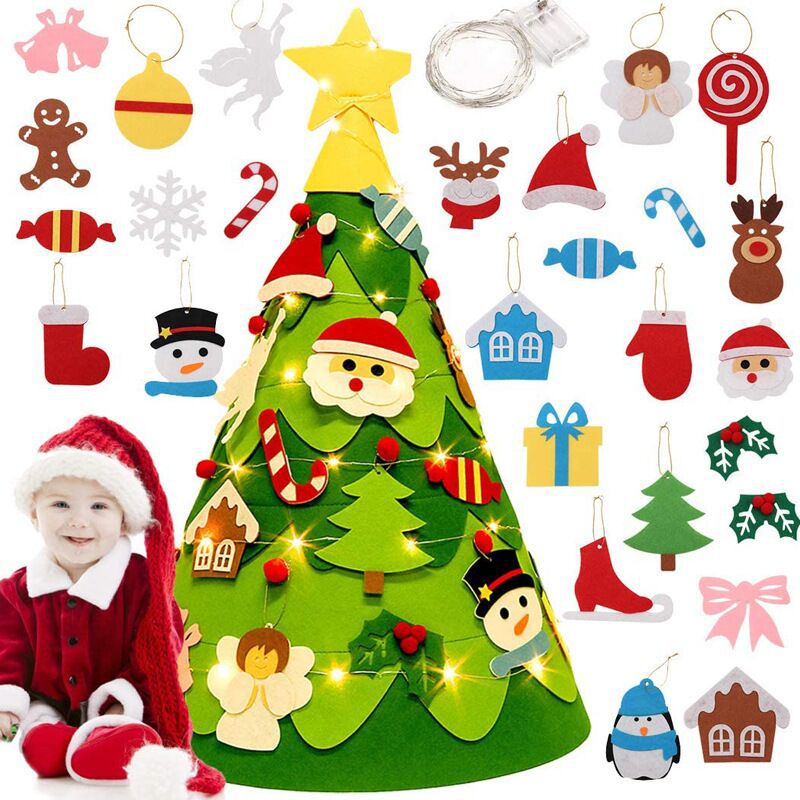 Picture of [felt Christmas tree] handmade DIY felt Christmas tree can be fixed Christmas decoration three-dimensional felt Christmas tree