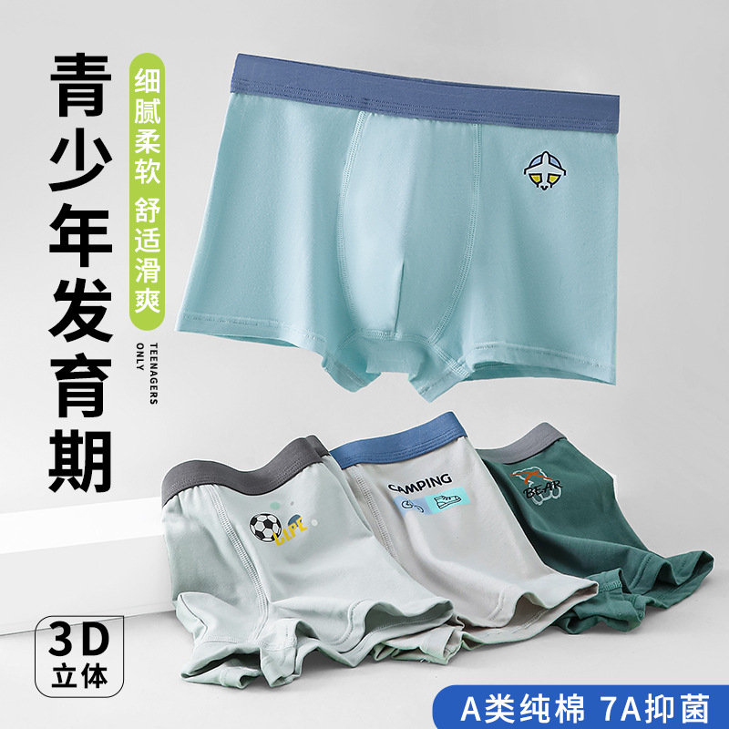 Picture of Teen Underwear Men's Pure Cotton Underwear Student Development Period Boys Junior High School Students Fat Children High School Students Big Children Shorts