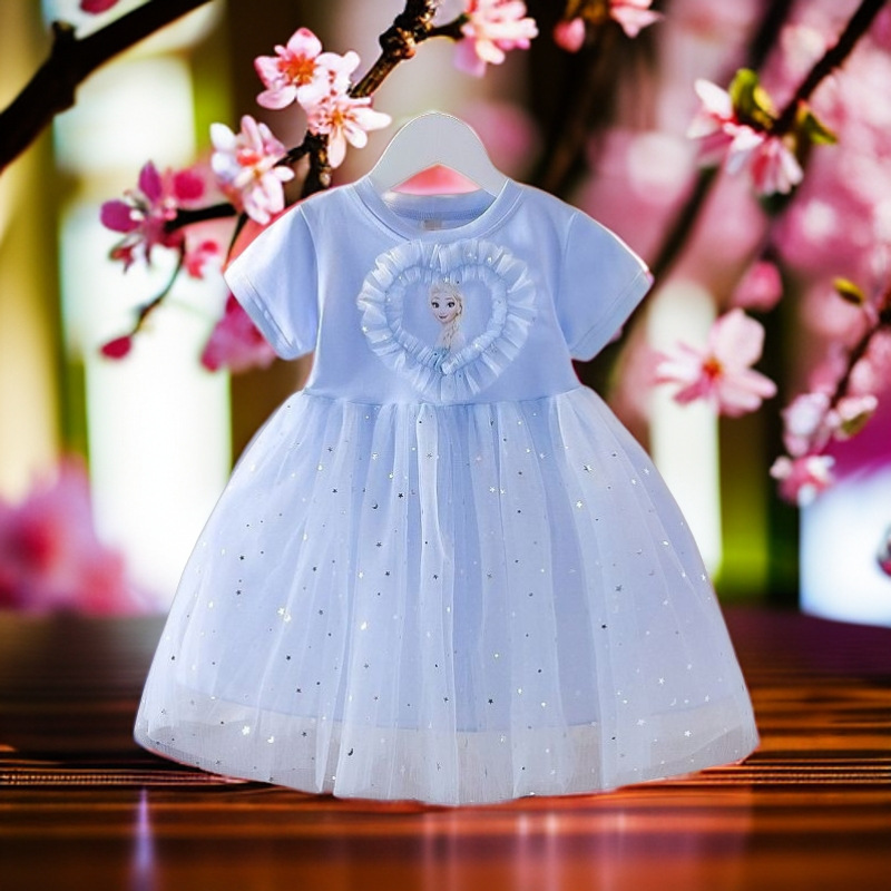 Picture of Girls Elsa Princess Dress Summer 2024 New Baby Children's Dress Stylishy Elsa Summer Children's dress