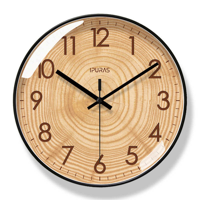 Picture of Yipula 6857 Wooden Texture Wall Clock Living Room Clock Fashion Art Clock Wall Watch Silent Sweep Second Quartz Clock