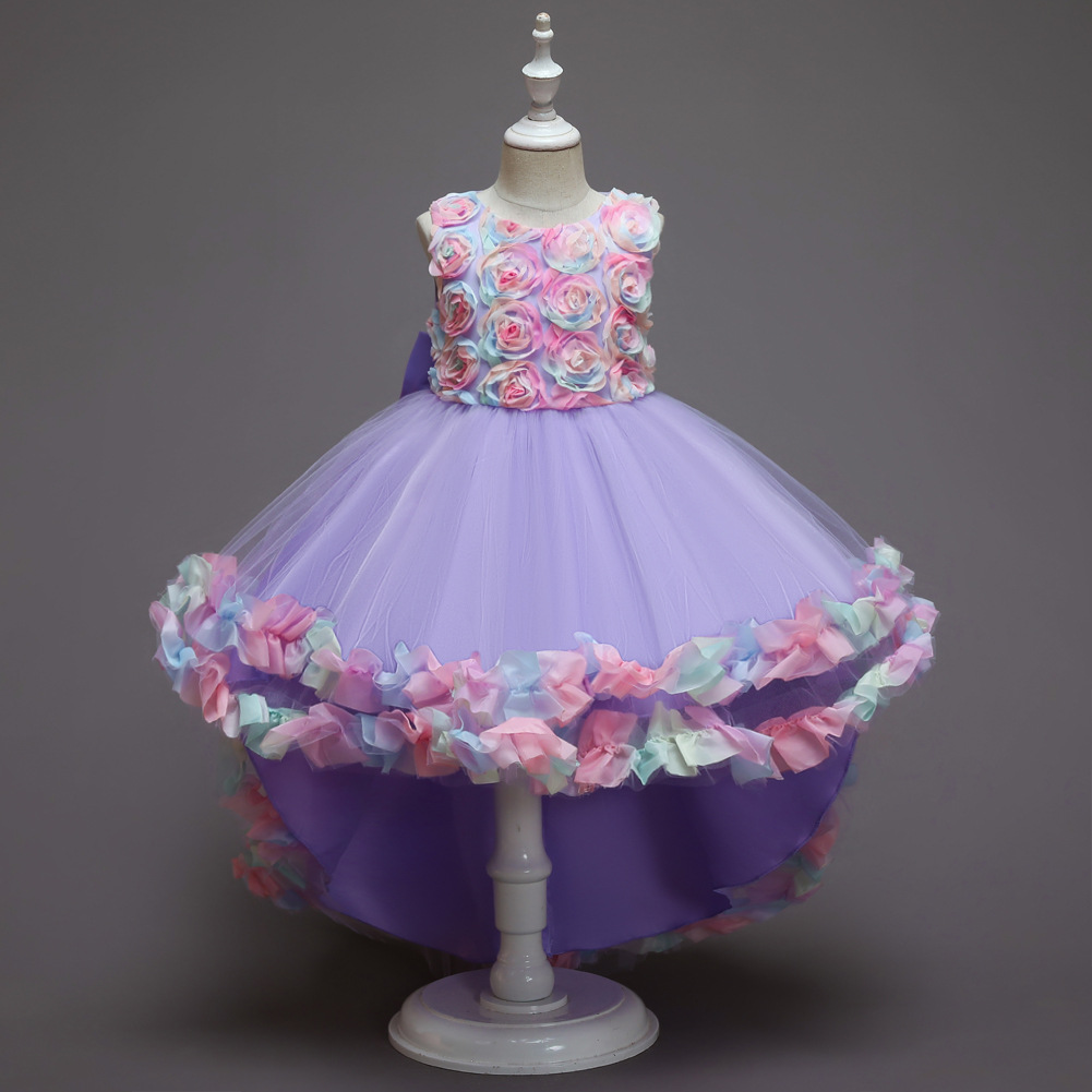 Picture of Amazon children's skirt children's colorful princess puffy wedding dress girls trailing dress Girls' dress