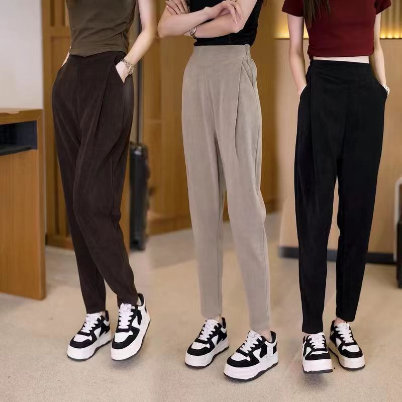 Sickle Pants Women's Autumn and Winter New High Waist Slimming Hallen Pants Chenille Loose All-match Leg Radish Casual Women's Pants