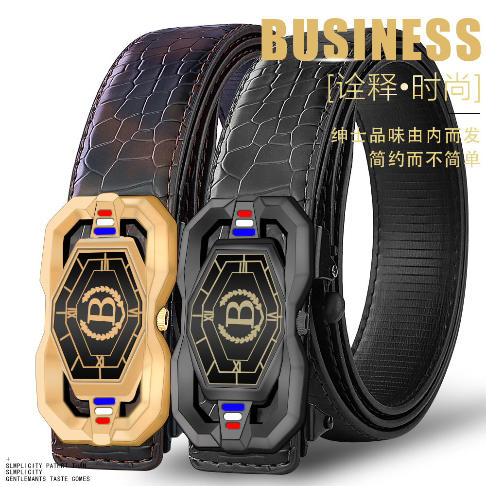 Paul Light Luxury Men's Classic Buckle Belt Fashion Belt Business All-match Inner Wearing Automatic Buckle Belt