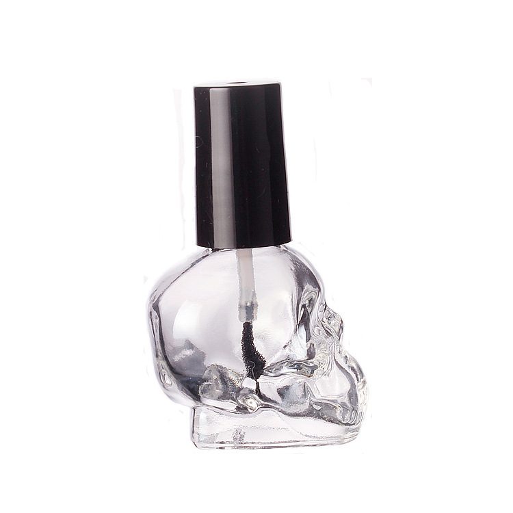 Picture of Wholesale 5ml-15ml transparent nail polish bottle black skull nail polish glass bottle empty bottle with brush