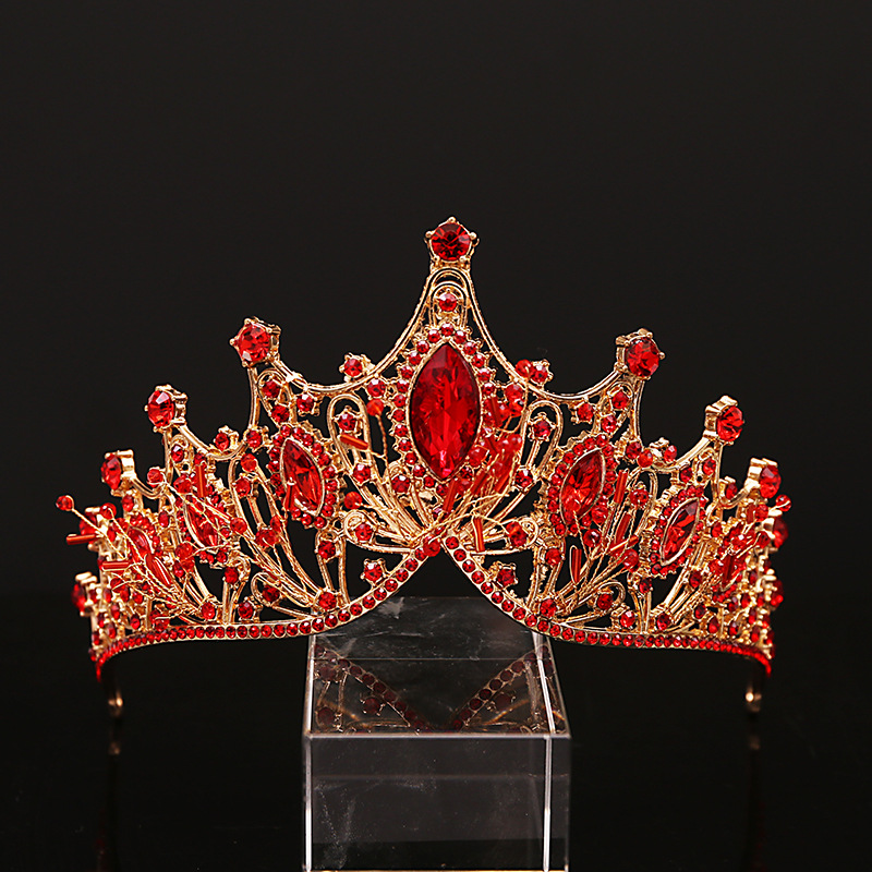 Picture of Cross-Border Bridal Crown Handmade Jewelry Rhinestone Tiara European and American Crown Children's Hair Accessories Adult Birthday Baking Dress