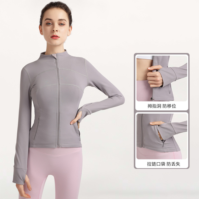New Spring Fitness Jacket Sports Top Jacket Slim-fit Zipper Outdoor Running Yoga Clothes Training Clothes Women