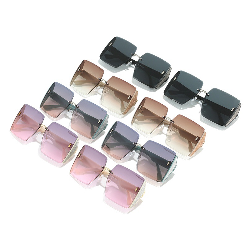 2023 New Square Frameless Cut Edge Sunglasses Internet Celebrity Personalized Glasses Large Frame Fashion Sunglasses Wholesale Spot