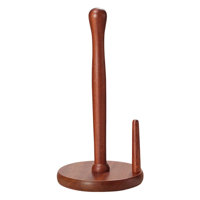 Ebony rubber wood tissue holder household kitchen living room paper roll rack storage rack wooden base vertical paper rack