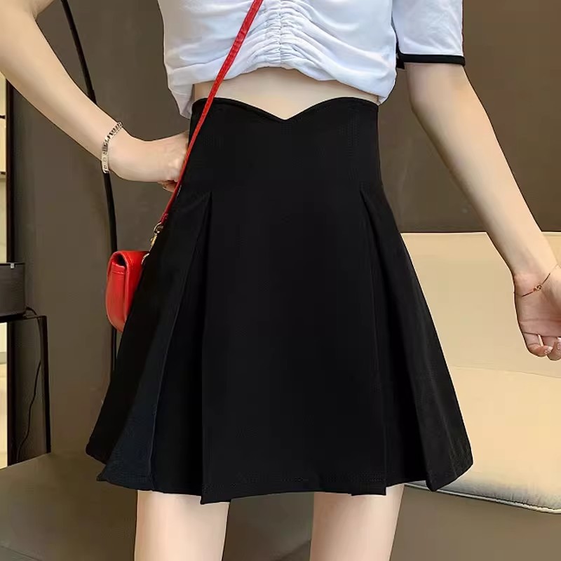 Women's Skirt Summer 2023 New Design Niche Black Slim Hip Covering High Waist A- Line Skirt All-Match Short Skirt