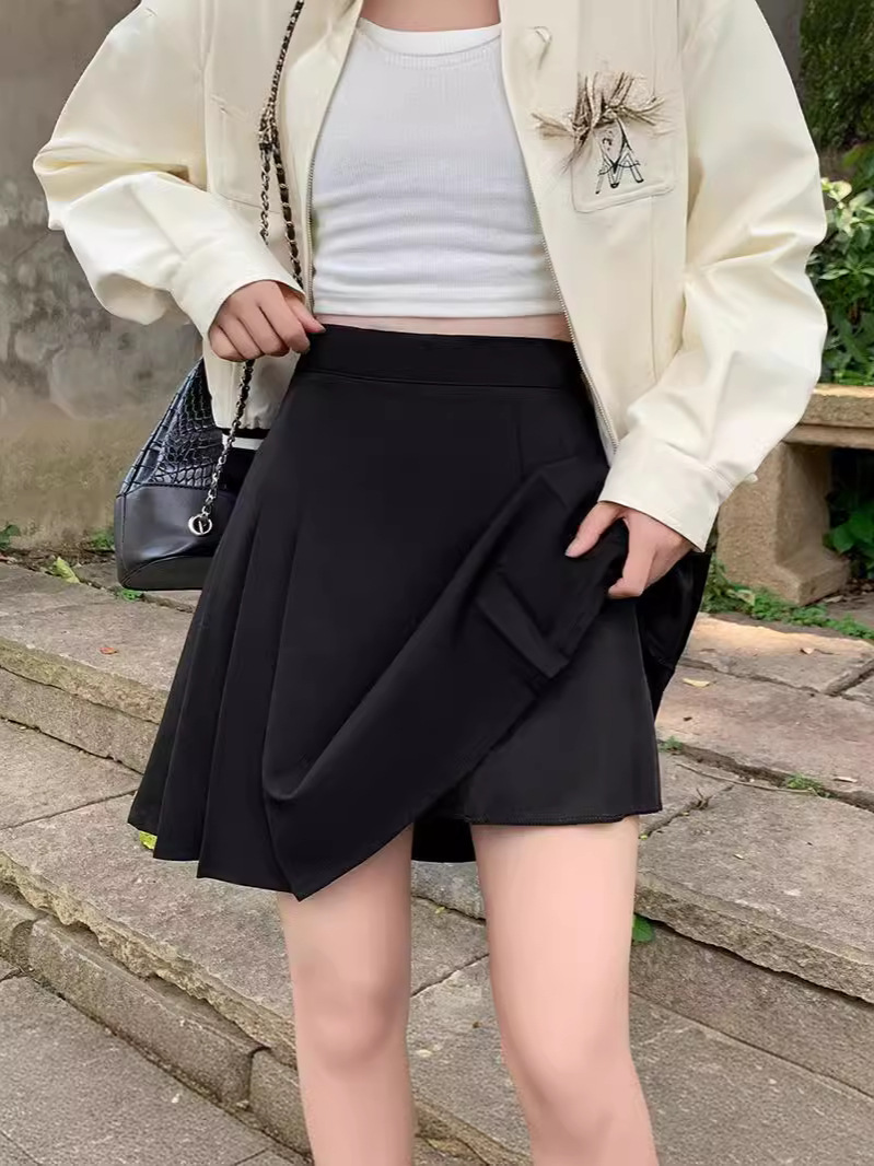 Suit Skirt Women's Summer 2024 New Hot Girl A- line Short Skirt Hip High Waist Light Mature Style Pleated Skirt Women
