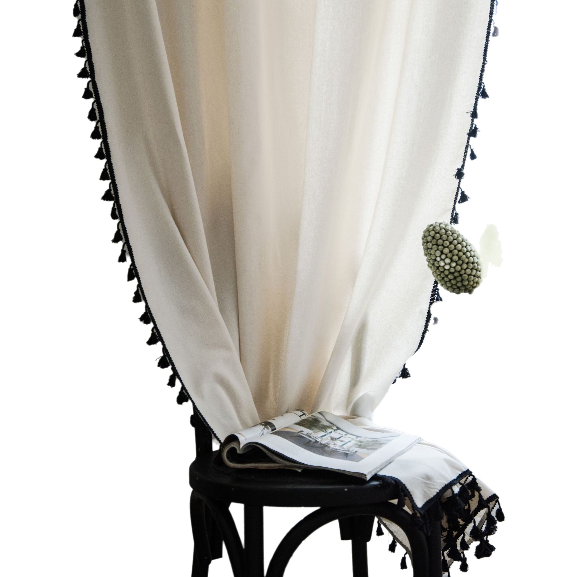 Yiman Qiyun Curtain Solid Color Semi-shading Kitchen Curtain White Simple Partition Curtain Bay Window Light-transmitting Curtain Finished Product