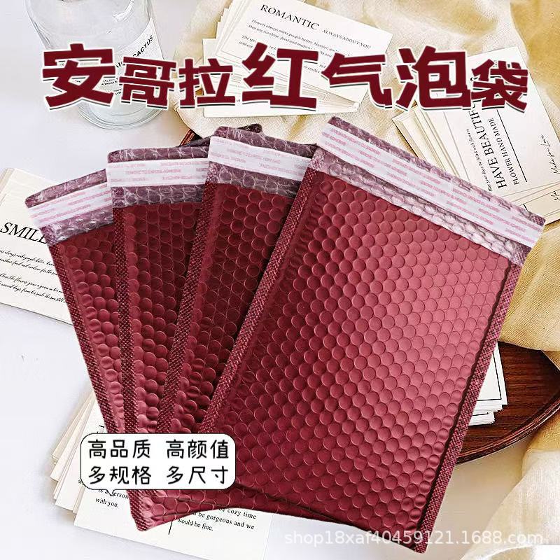 Angola Red Bubble Bag Thickened Aluminized Film Laser Bubble Bag Clothing Packaging Bag Waterproof and Shockproof Source Manufacturer