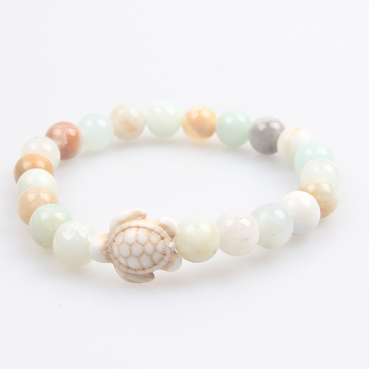 Picture of Zhou Lianfa 8MM Decorative Lava Volcanic Stone Beads Turquoise Cross Elastic Elastic Bracelet for Men and Women