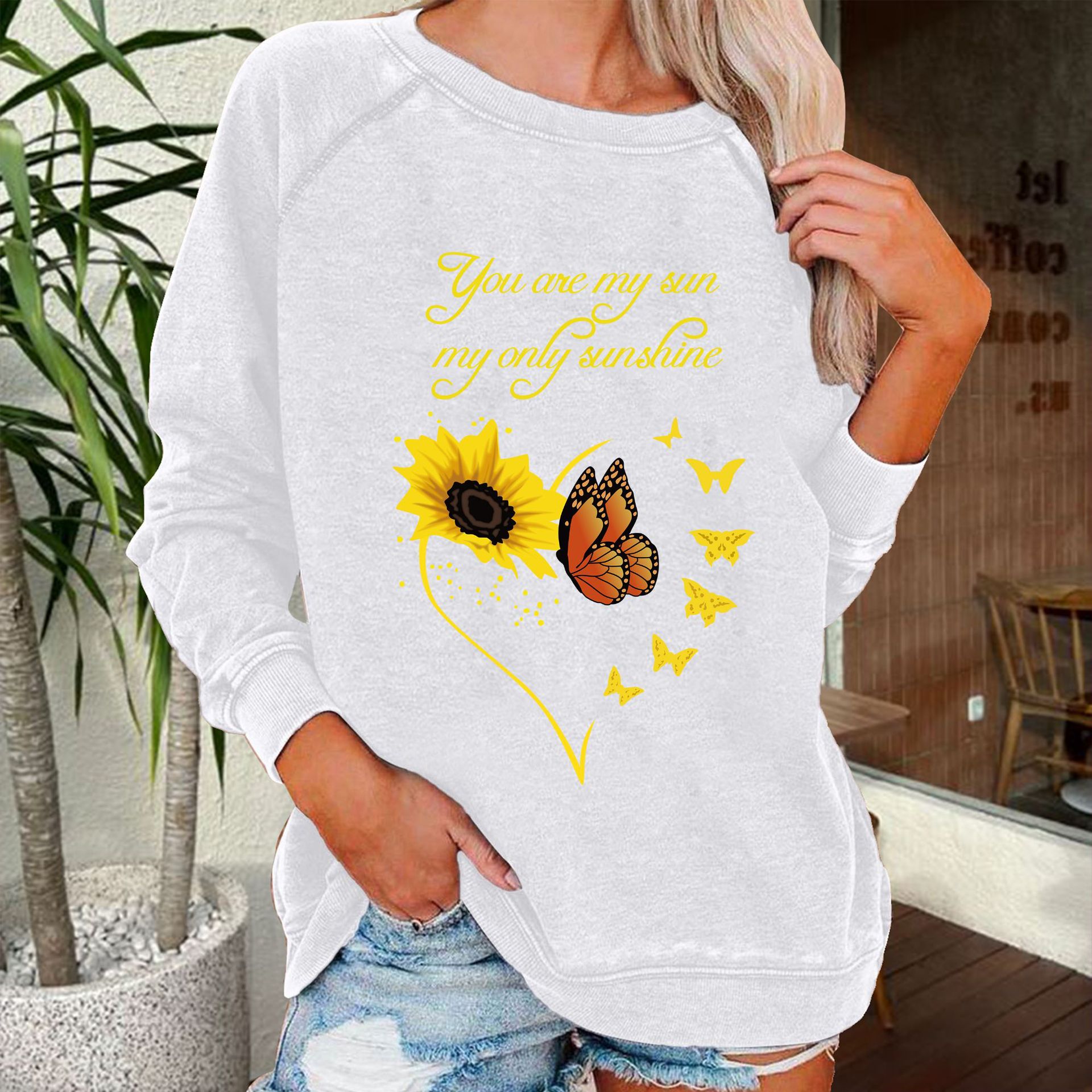 Picture of Cross-border 2023 Women's new letters butterfly Raglan coil thin pullover sweater