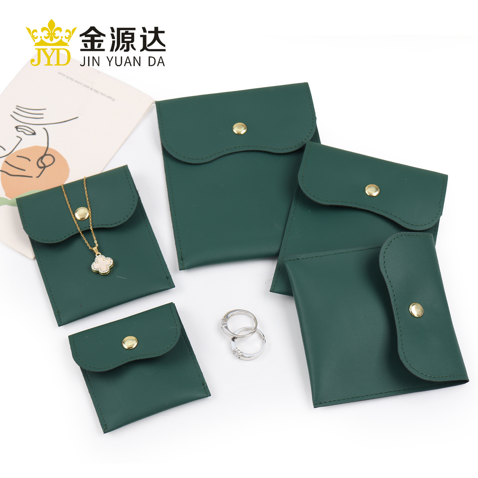 Factory Direct PU Leather Bag Jewelry Ring Necklace Bracelet Jewelry Waterproof Flip Leather Bag Jewelry Snap Bag