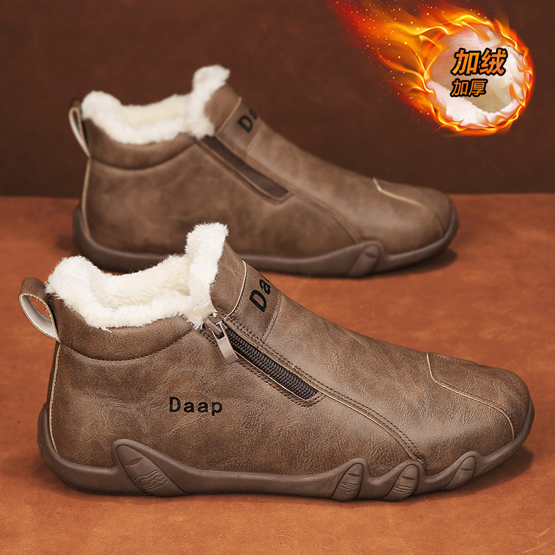 Men's Shoes Autumn 2024 New High-top Men's Cotton Shoes Work Fashion Brand Work Tooling Shoes Fashionable All-match Outdoor