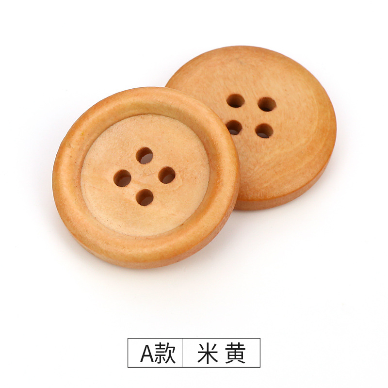 Picture of Cida manufacturers supply wood buttons 9mm -38mm four-eye fine edge buckle sweater round children's DIY accessories