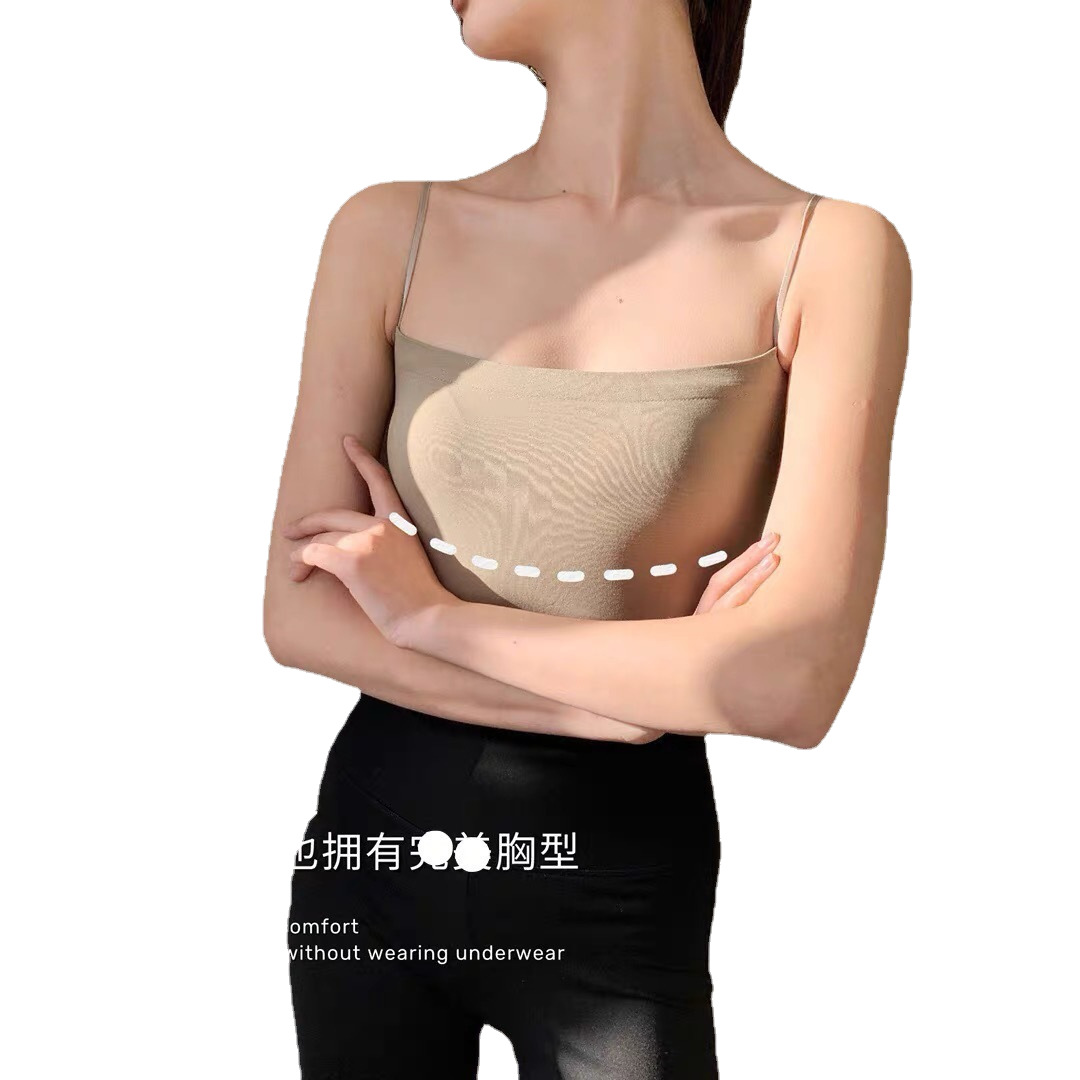 Picture of Live Broadcast Popular 1806 Camisole Seamless Beautiful Back Latex Chest Pad Fixed Cup Outer Wear Bottoming Chest Wrap Intimates for Women