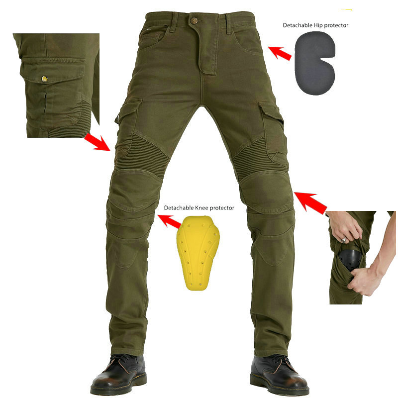 Picture of New Motorcycle Pants, Four-Season Casual Pants, Slim Black Cargo Pants, Motorcycle Cycling Jeans, Men's Multi-Bag