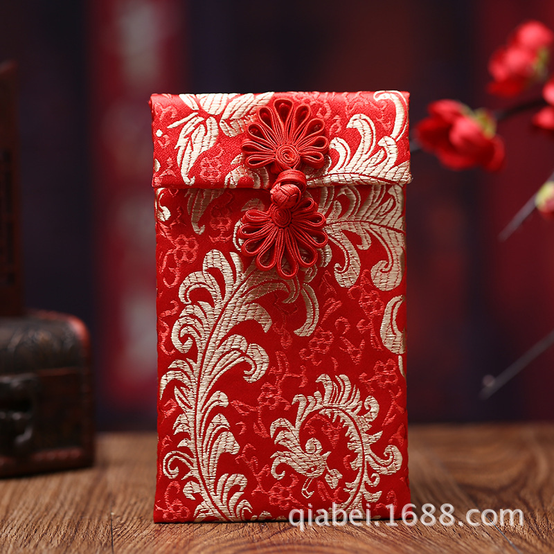 Picture of Creative buckle red envelope fabric brocade printing Li is a wedding change bag Chinese wedding festive supplies wholesale