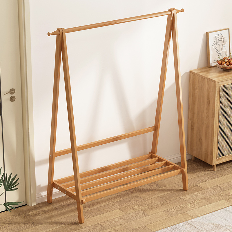 Hanger Floor Rod Household Simple Bedroom Hanger Double-Layer Storage Indoor Clothes Rack Coat Rack Drying Rack