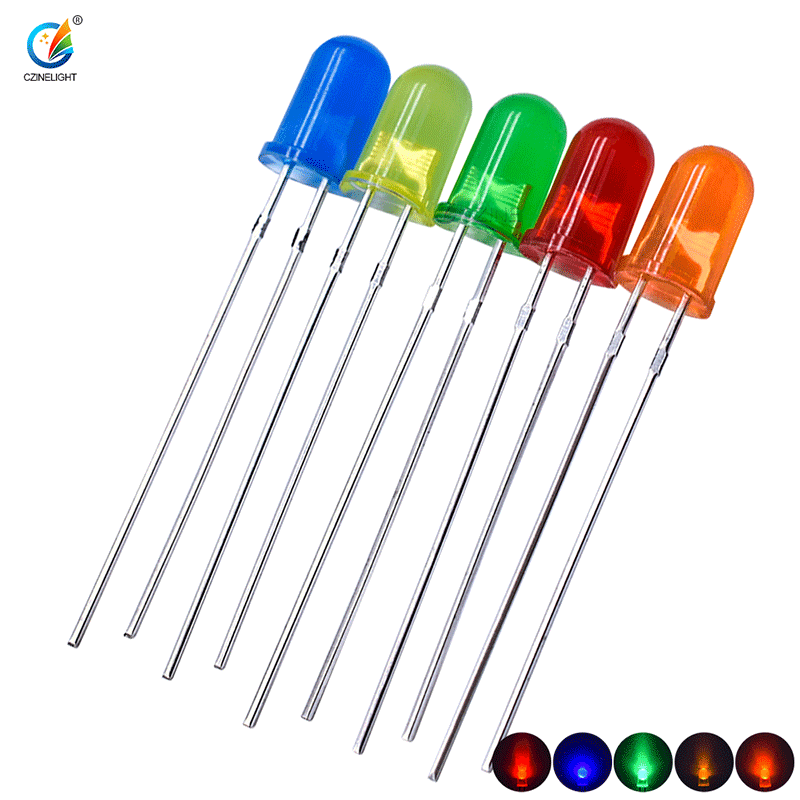 Picture of F5 Red Hair Red Light Beads 5mm Red Light Green Blue Hair Blue Light Yellow Orange Yellow Light Plug-In Led Lamp Beads Diode