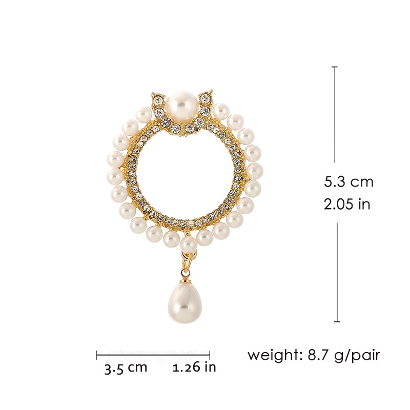 Picture of Artistic Simple Pearl Round Hollow Chest Pin Princess Style Women's Brooch
