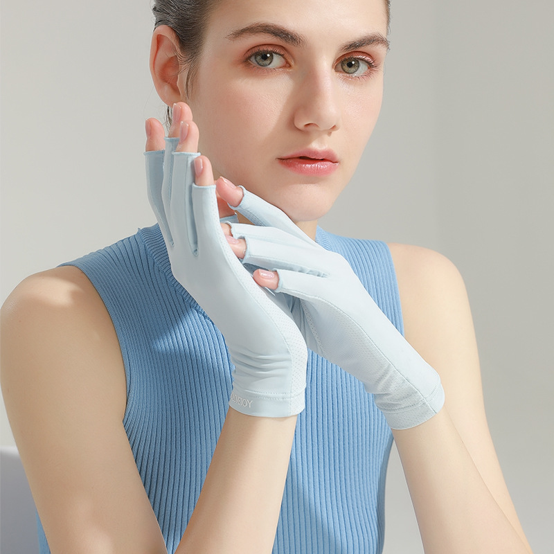 Picture of Gloves Half-finger Summer Anti-ultraviolet Nail Art Women's Outdoor Riding Ice Silk Driving Gloves Thin Ice Cool Breathable Plastic Dip Gloves