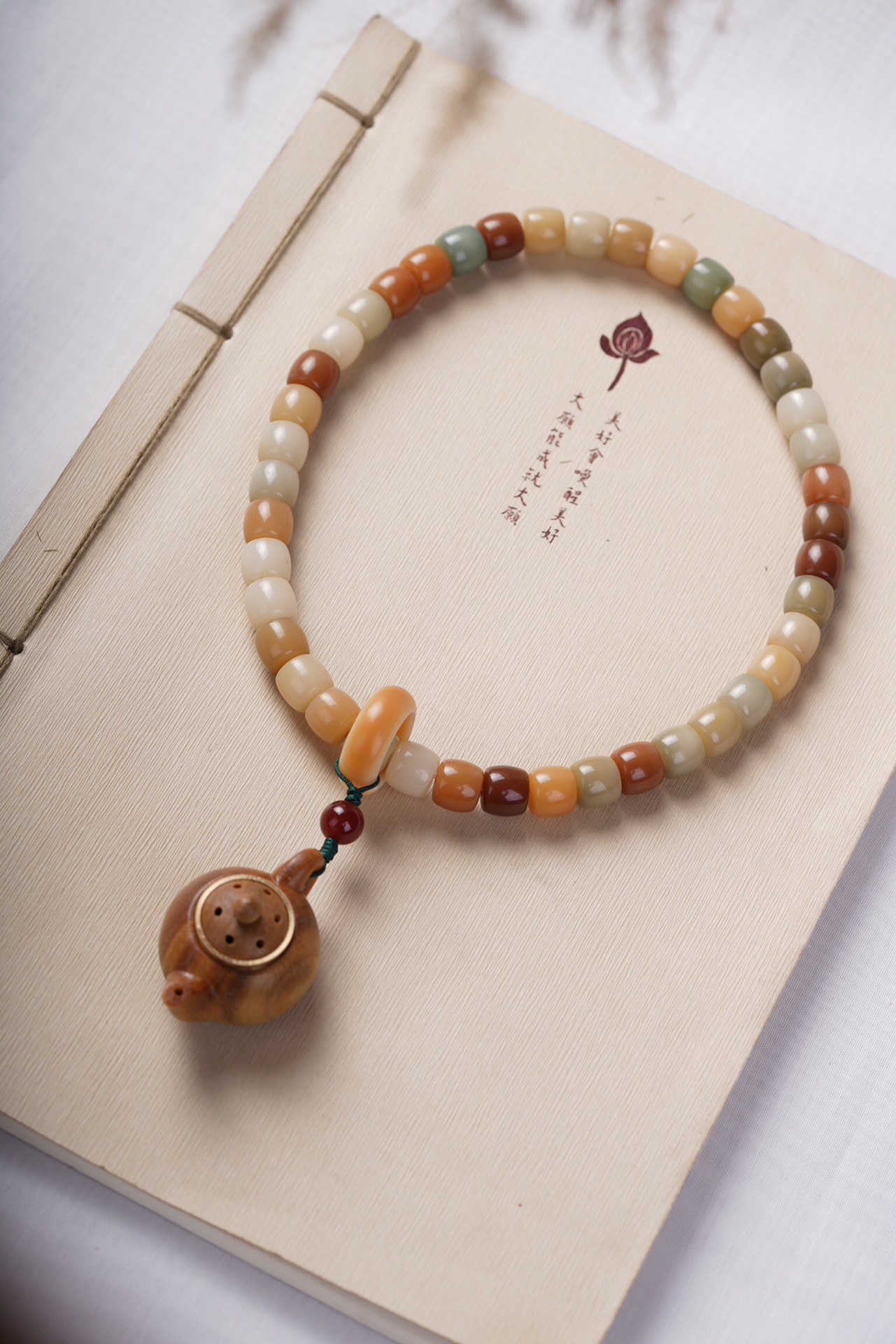 Picture of Hainan Natural White Jade Duobao Bodhi Handheld String DIY Weaving Plate Playing with Nian Buddha Beads for Men and Women Accessories Gifts