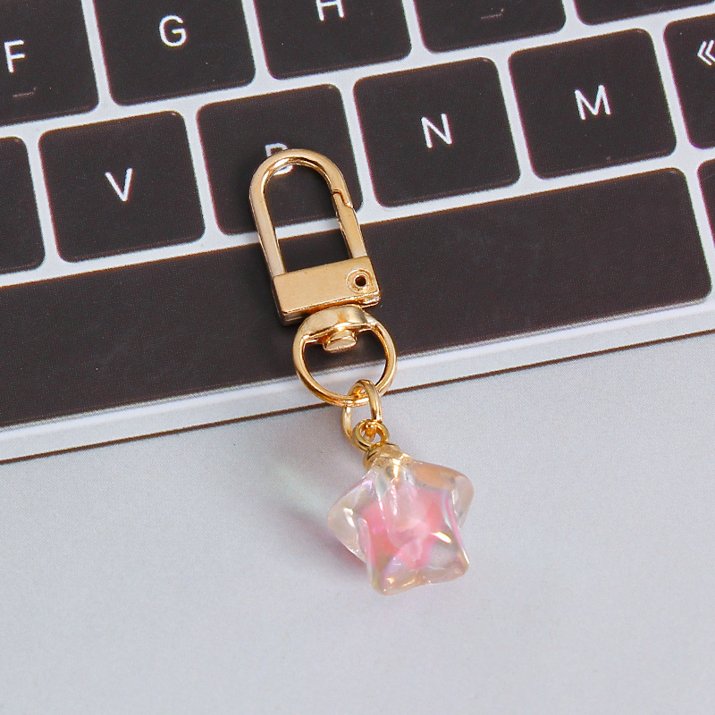 Picture of ins style AB color love beads keychain pendant diamond-shaped cut hanging hole door buckle girl's heart bag bag hanging jewelry